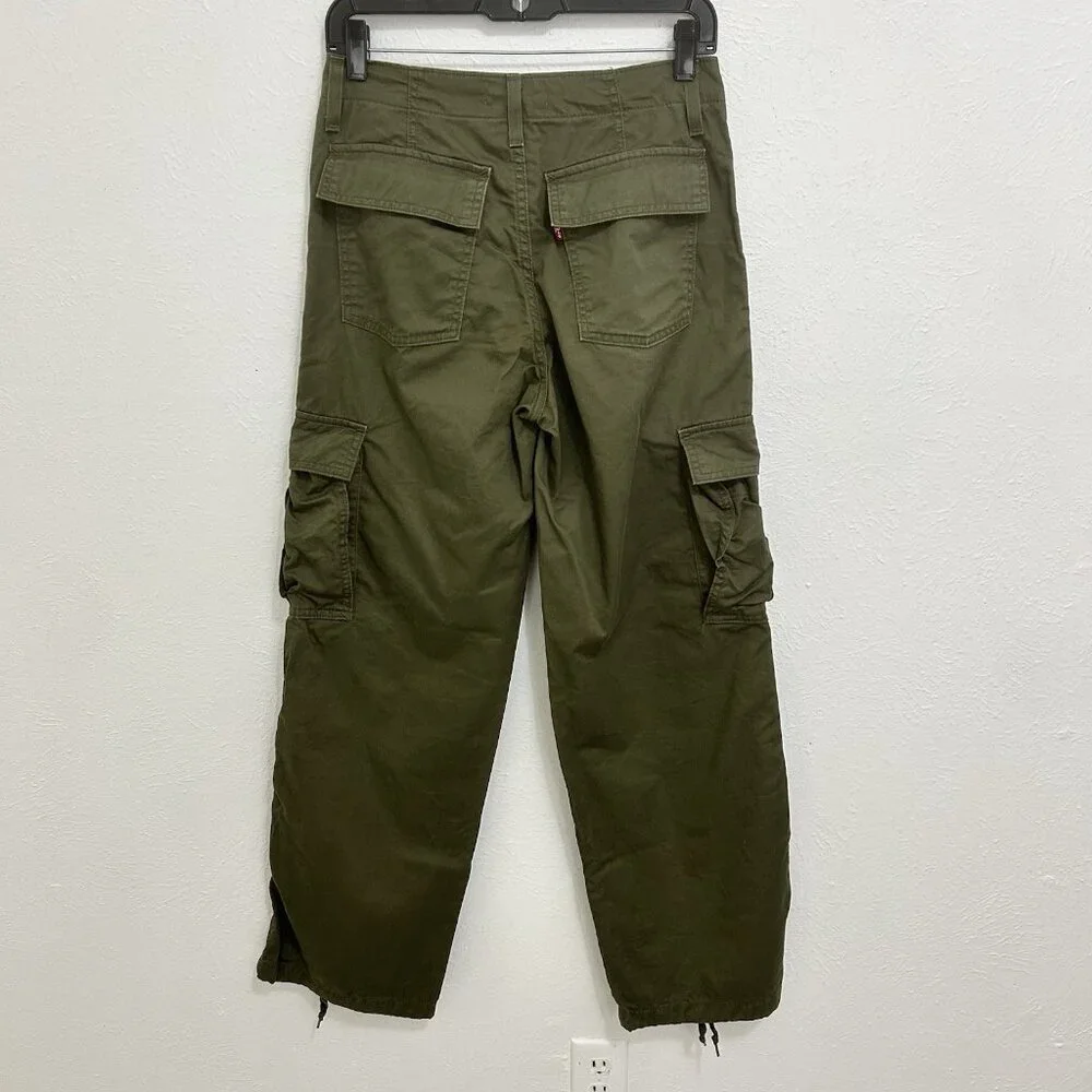 Levis Pants Sz 25 Green '94 Baggy Utility Cargo Drawstring Leg Streetwear Skater - Picture 7 of 14